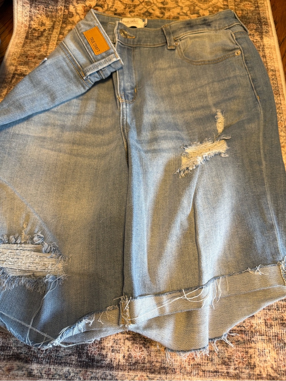 True Craft Light Blue Distressed Women’s Denim Shorts